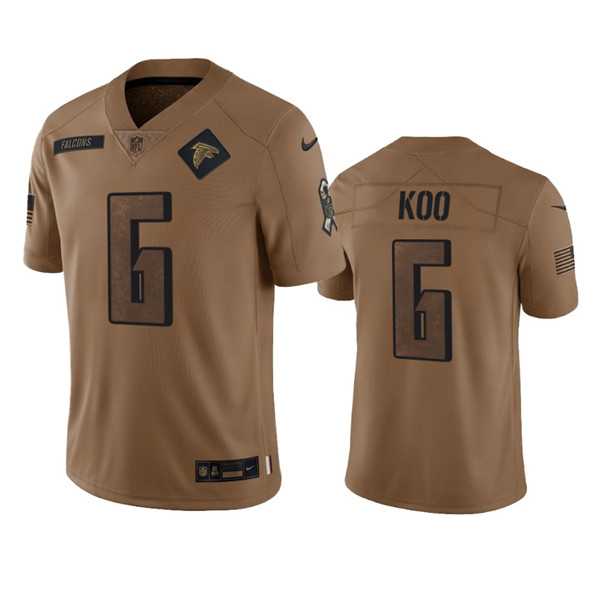 Mens Atlanta Falcons #6 Younghoe Koo 2023 Brown Salute To Setvice Limited Football Stitched Jersey Dyin